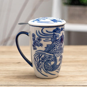 Ceramic Tea Mug with Infuser - Koi Fish
