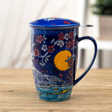 Ceramic Tea Mug with Infuser - Mt. Fuji