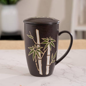 Ceramic Tea Mug with Infuser - Bamboo