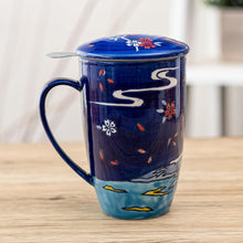 Load image into Gallery viewer, Ceramic Tea Mug with Infuser - Mt. Fuji