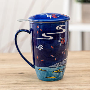 Ceramic Tea Mug with Infuser - Mt. Fuji