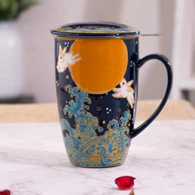 Ceramic Tea Mug with Infuser - Moon Rabbit