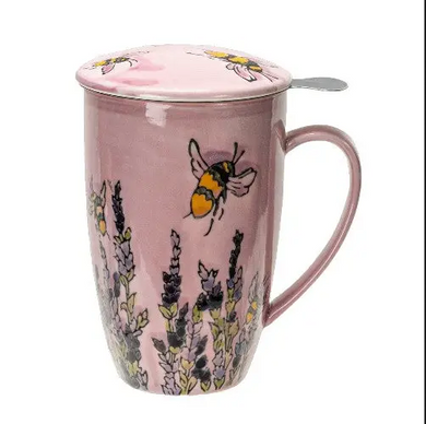 Ceramic Tea Mug with Infuser - Spring Bumblebee