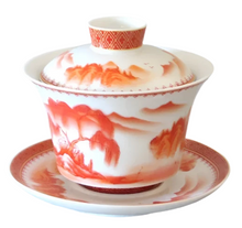 Load image into Gallery viewer, Red Coral Sansui Gaiwan