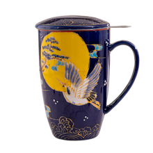 Load image into Gallery viewer, Ceramic Tea Mug with Infuser - Crane (Blue)