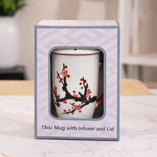 Load image into Gallery viewer, Ceramic Tea Mug with Infuser - Cherry Blossoms